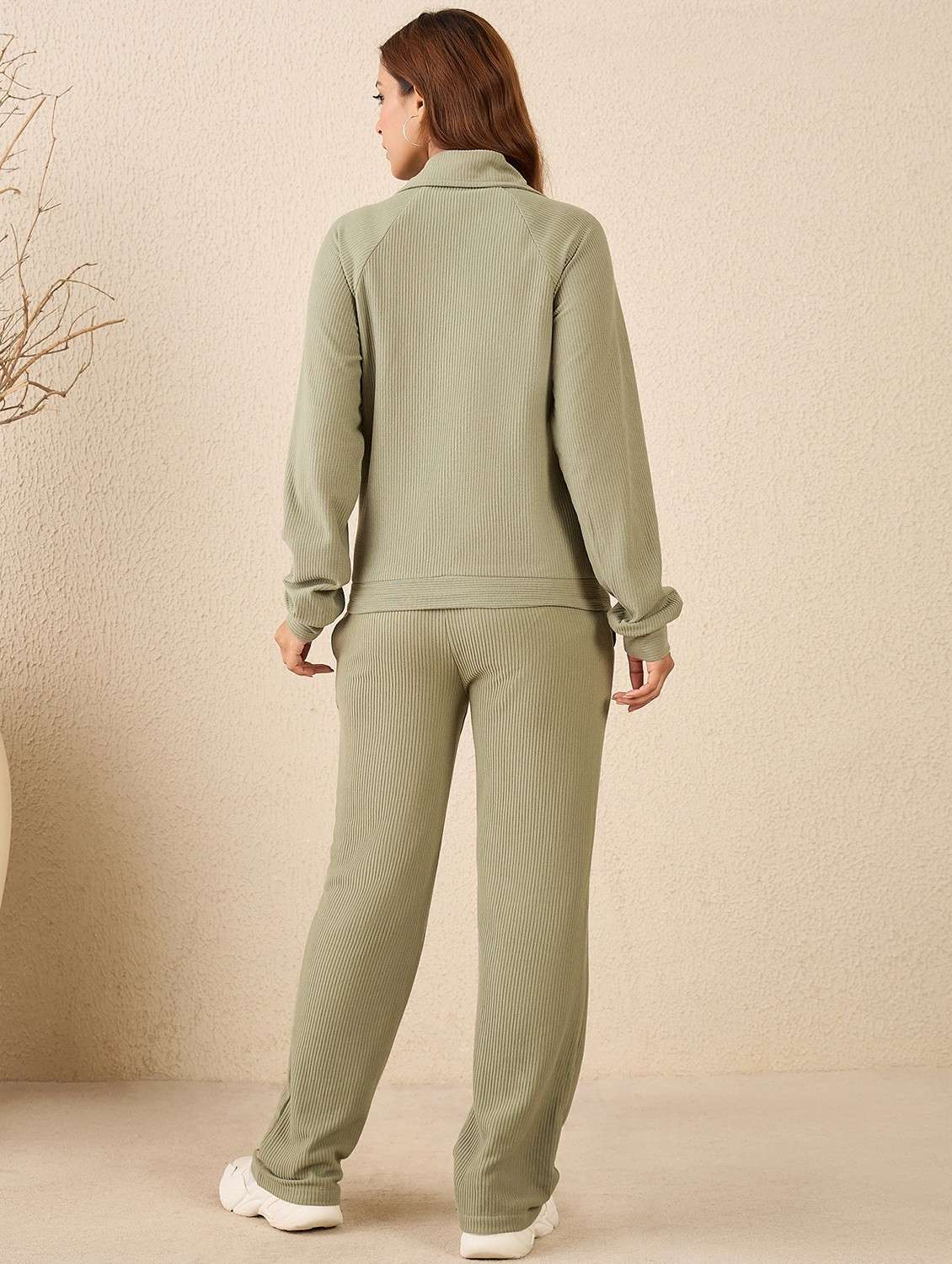 women solid long sleeve active wear set - 22088247 - Standard Image - 4
