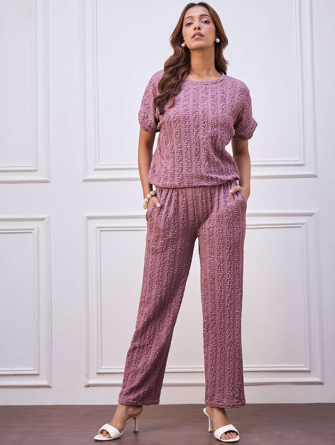 women self designed top and trouser co-ord set - 22088250 - Standard Image - 1