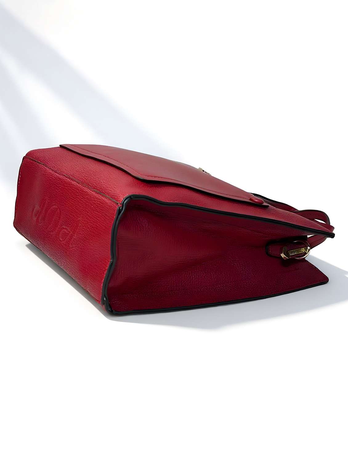 women solid leatherette handbag with - 22088255 - Standard Image - 4