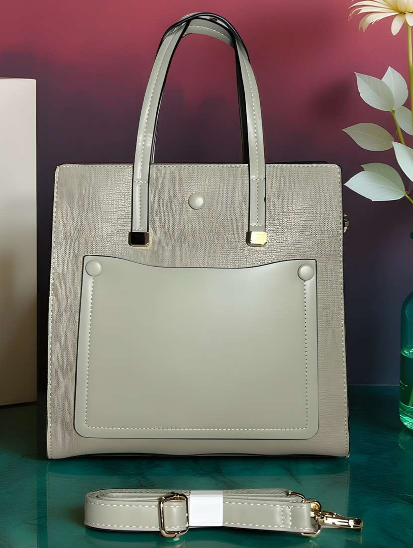 women solid leatherette handbag