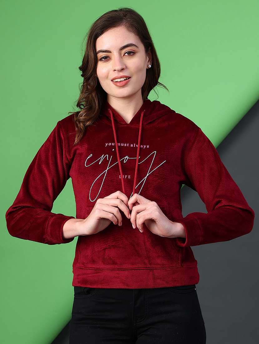 women printed long sleeve hooded sweatshirt - 22088274 -  Standard Image - 1