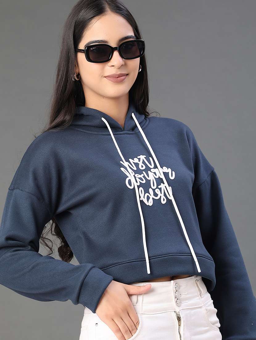 women printed long sleeve hooded sweatshirt