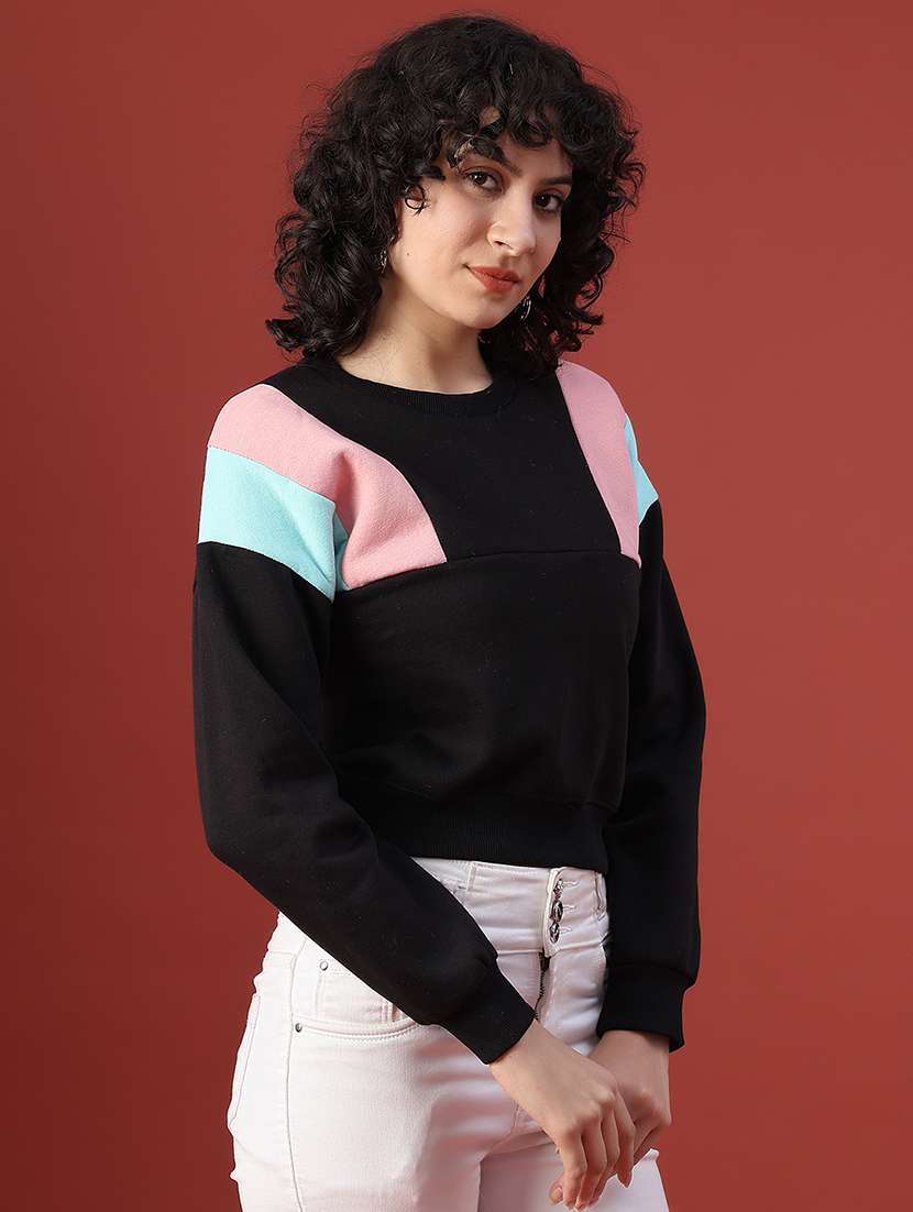 women color blocked long sleeve sweatshirt - 22088286 -  Standard Image - 1
