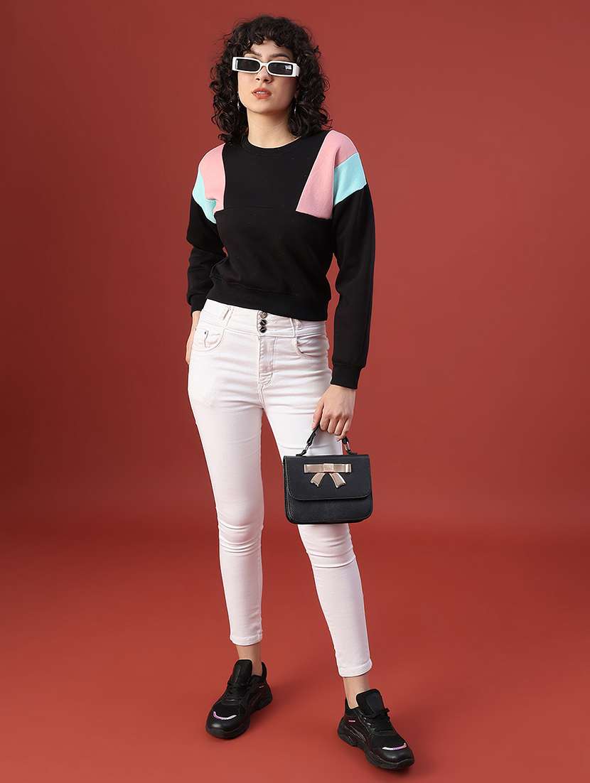 women color blocked long sleeve sweatshirt - 22088286 -  Standard Image - 4