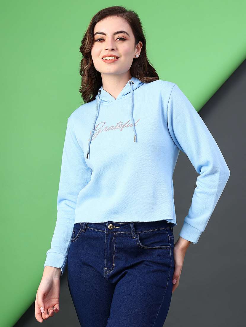 women printed long sleeve hooded sweatshirt - 22088291 -  Standard Image - 1