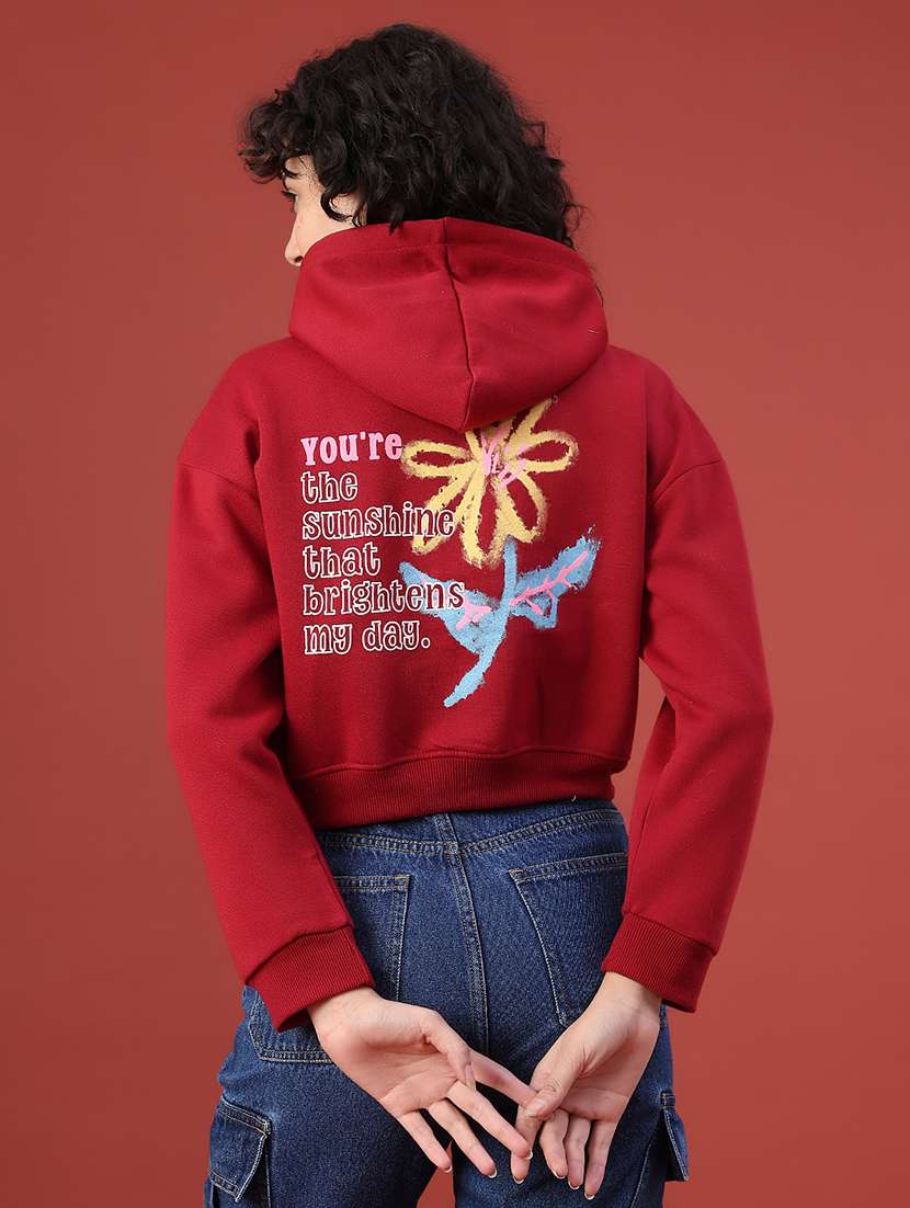 women long sleeve hooded cropped sweatshirt - 22088350 -  Standard Image - 1