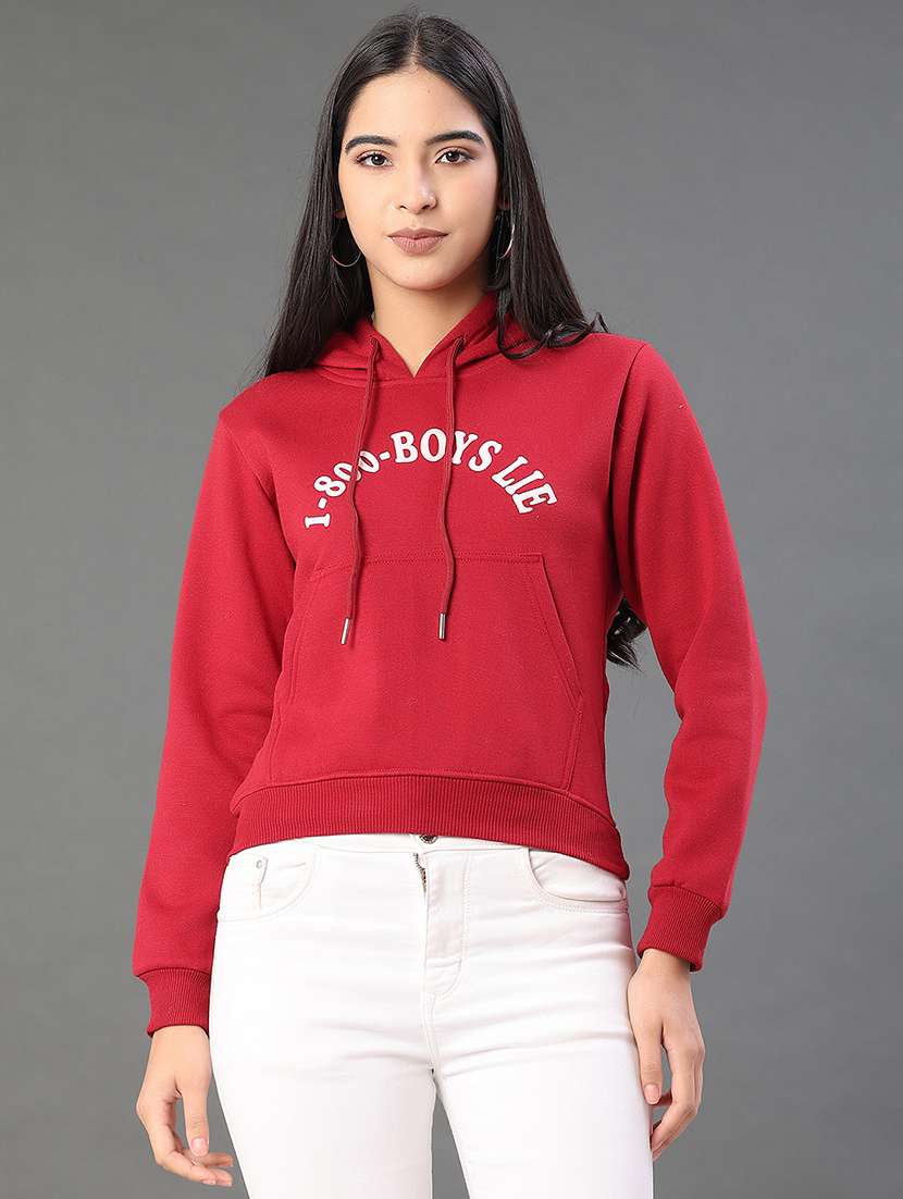women printed long sleeve hooded sweatshirt - 22088382 -  Standard Image - 1
