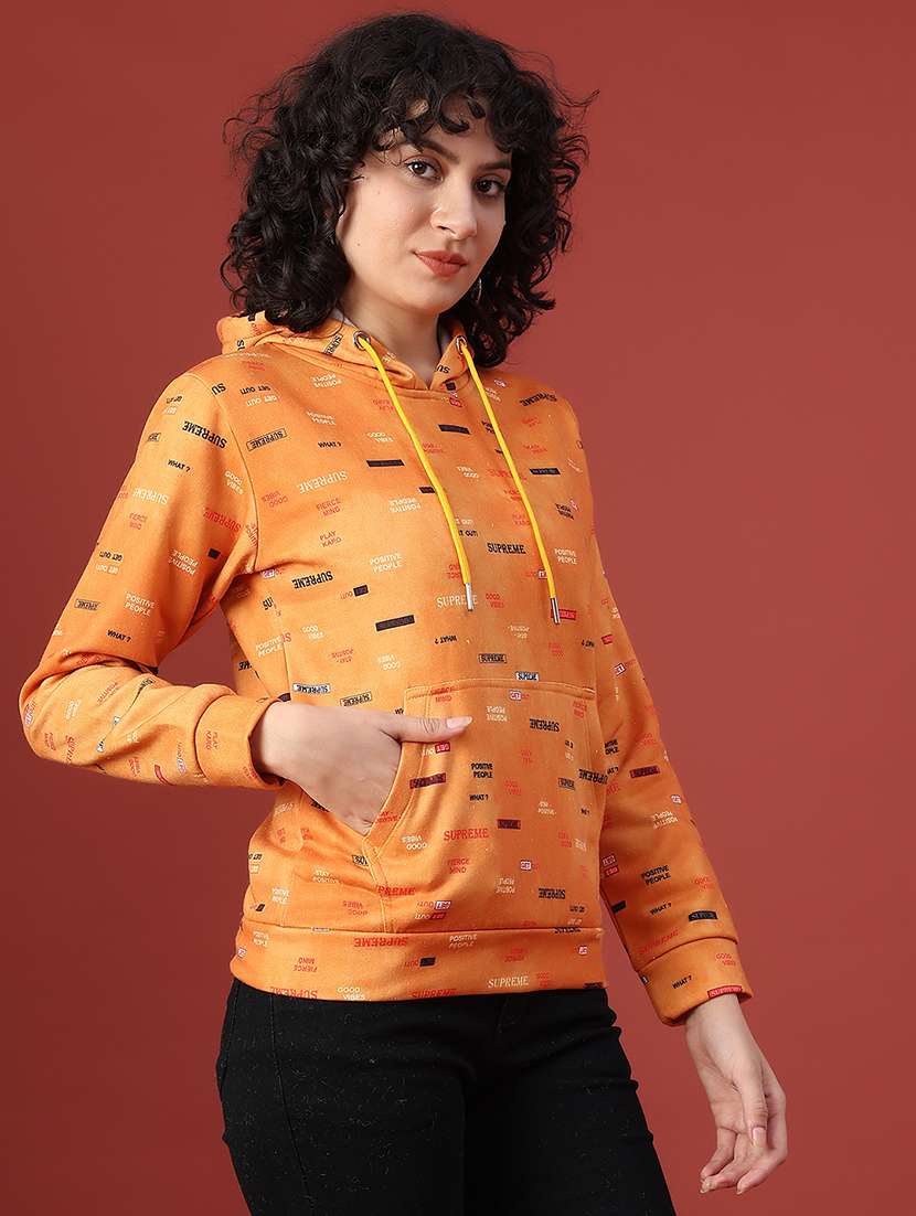 women printed long sleeve hooded sweatshirt - 22088391 -  Standard Image - 1