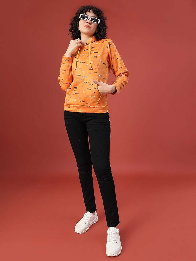 women printed long sleeve hooded sweatshirt - 22088391 -  Standard Image - 4