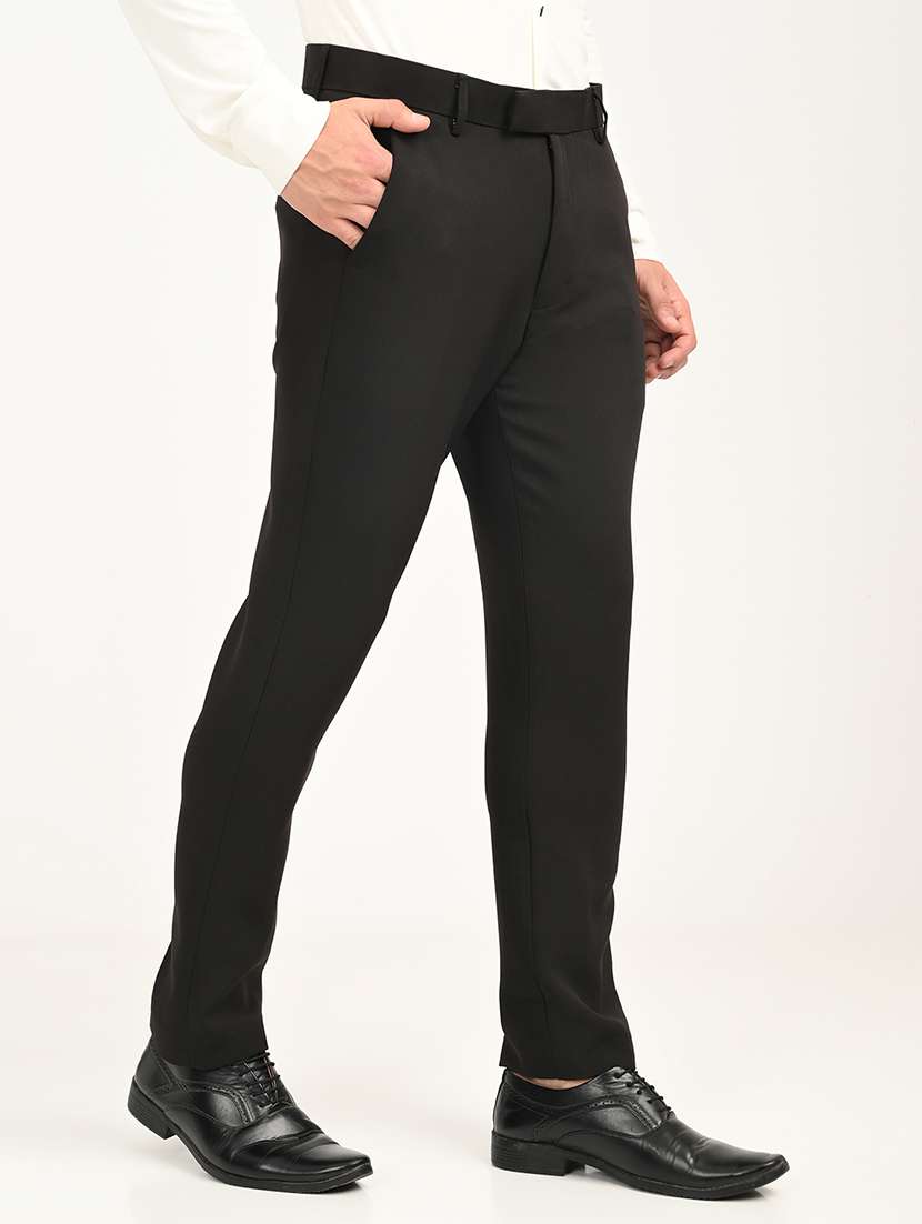 men solid mid rise slim fit formal trouser - 22088447 - Standard Image - 1