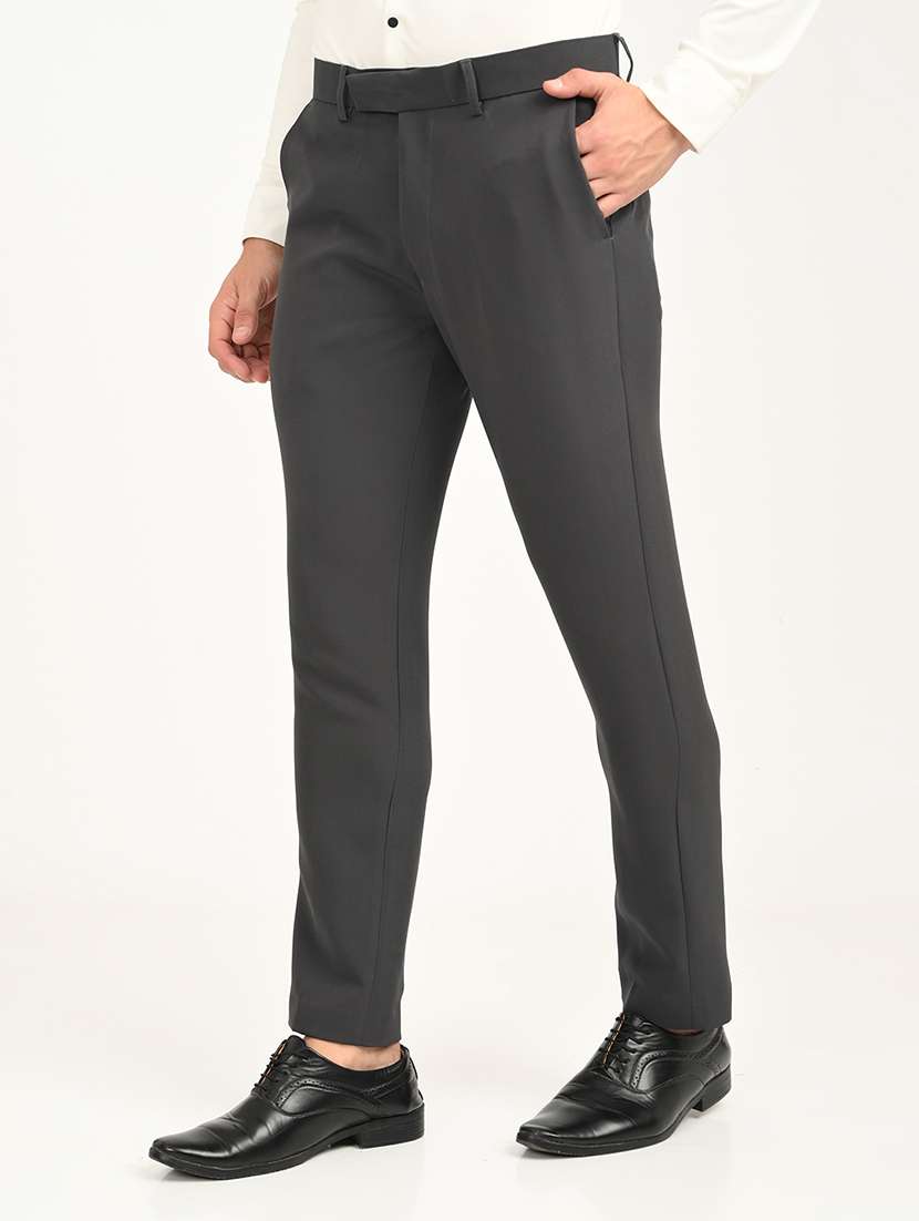men solid mid rise slim fit formal trouser - 22088448 - Standard Image - 1