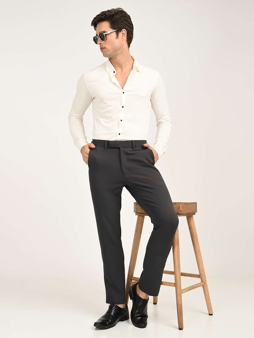 men solid mid rise slim fit formal trouser - 22088448 - Standard Image - 4