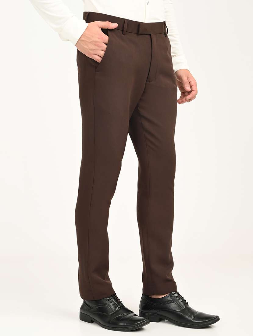 men solid mid rise slim fit formal trouser - 22088449 - Standard Image - 1