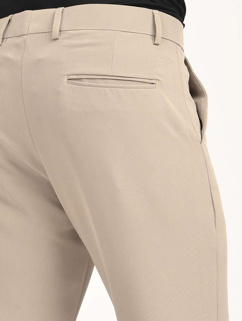 men solid mid rise slim fit formal trouser - 22088450 - Standard Image - 4