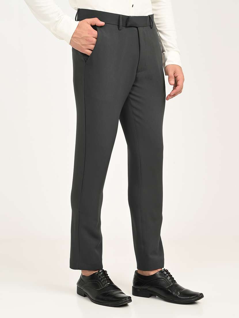 men solid mid rise slim fit formal trouser - 22088451 - Standard Image - 1