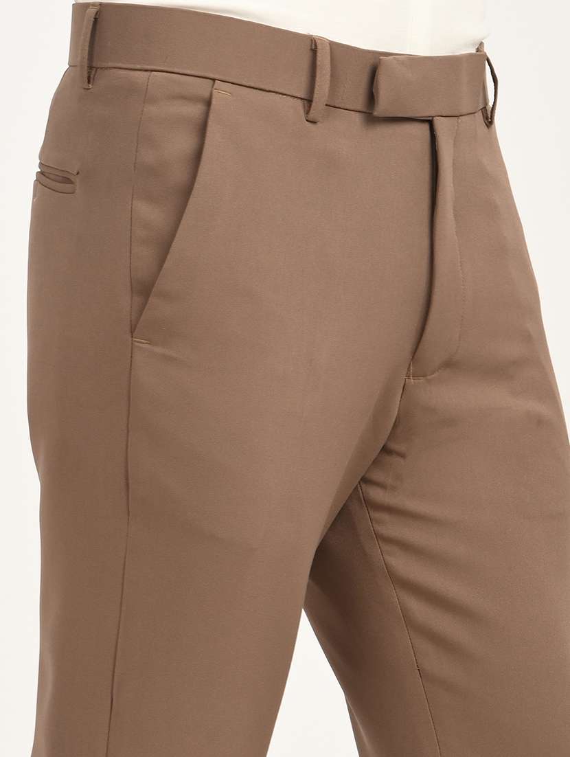 men solid mid rise slim fit formal trouser - 22088452 - Standard Image - 4