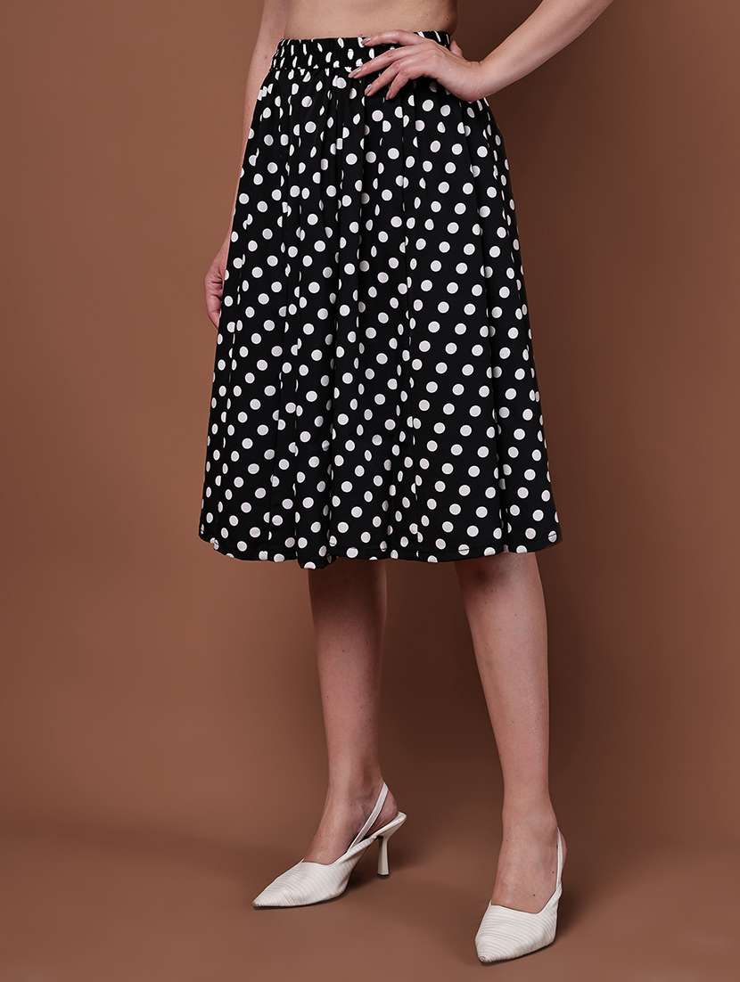 women polka dot printed high rise flared skirt - 22088455 - Standard Image - 1