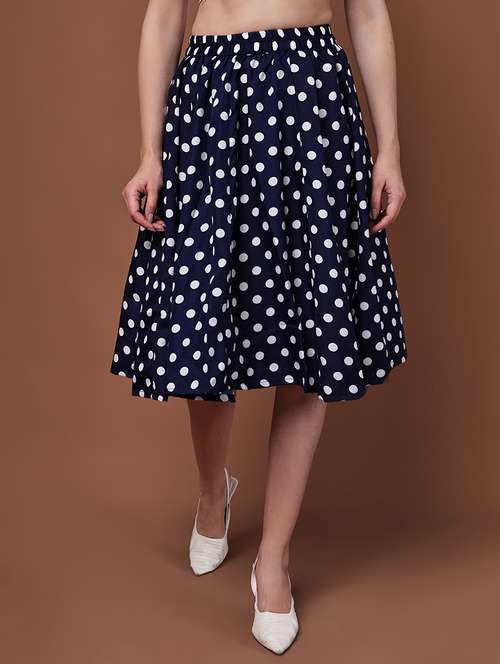 women polka dot printed high rise flared skirt - 22088456 -  Standard Image - 0