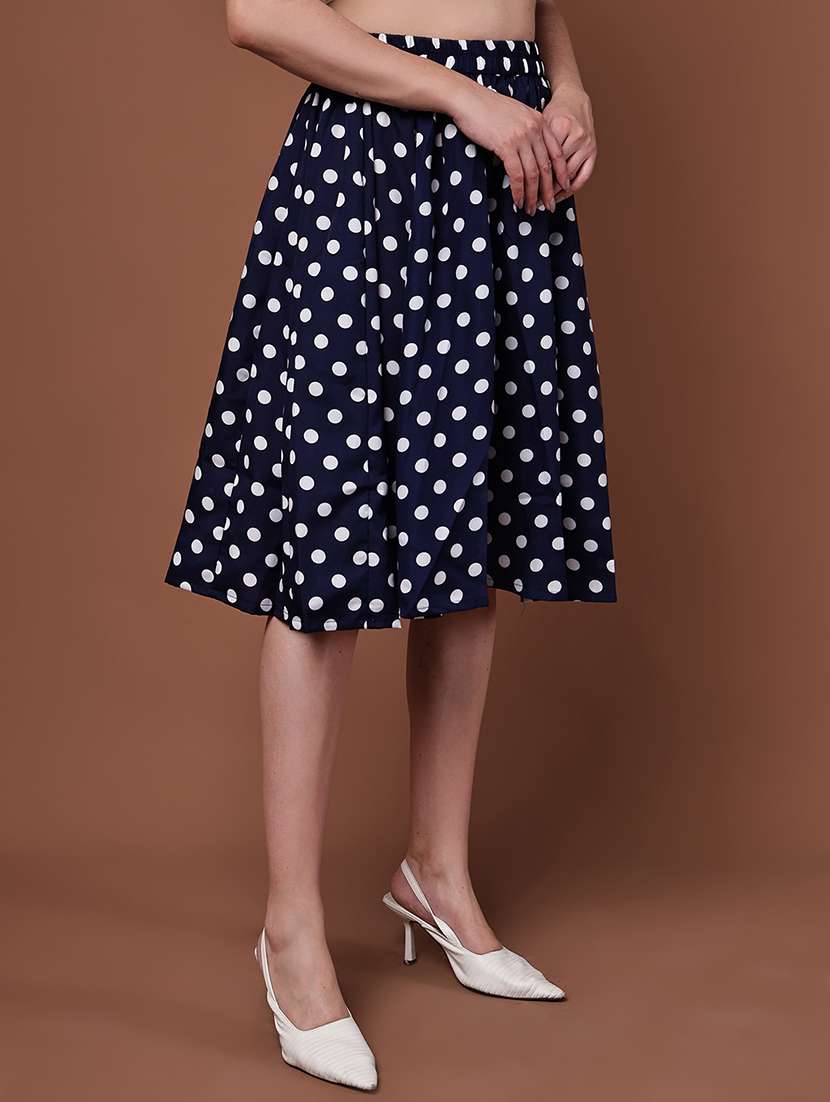 women polka dot printed high rise flared skirt - 22088456 -  Standard Image - 1