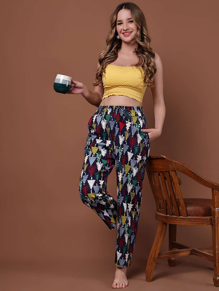 women printed mid rise lounge wear pajama - 22088459 -  Standard Image - 4
