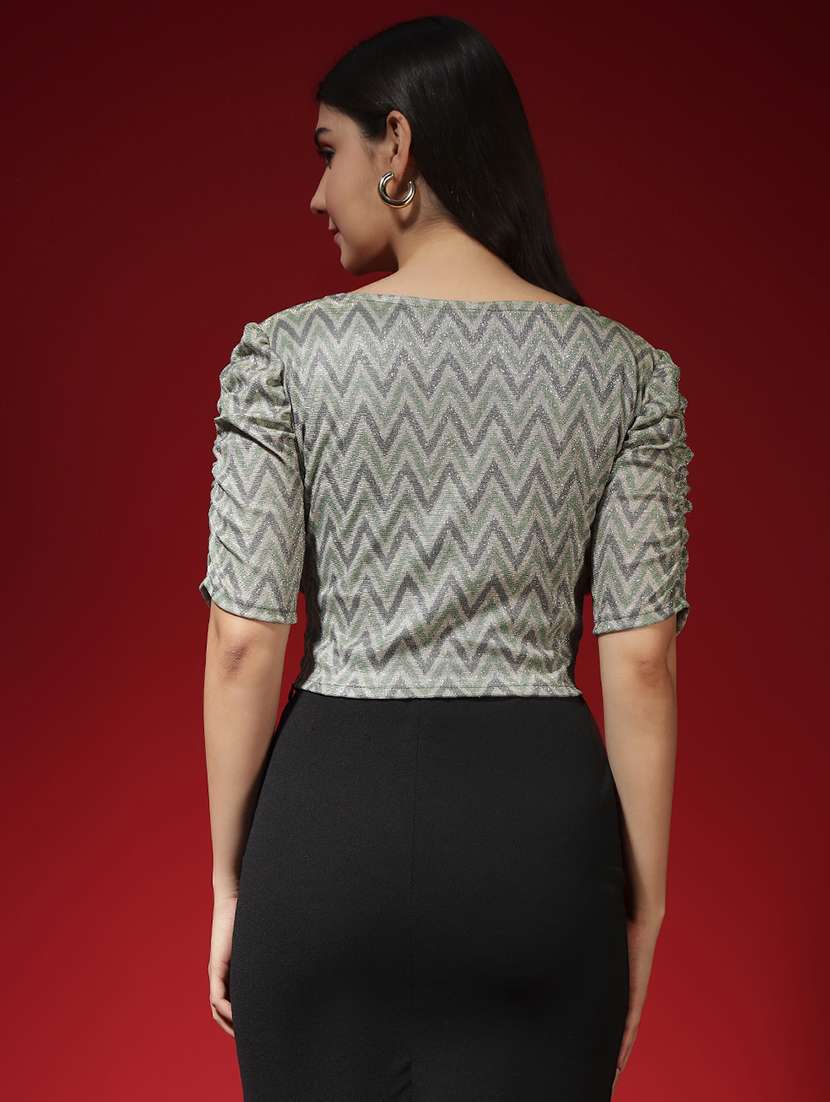women self design puff sleeve stitched blouse - 22088463 - Standard Image - 4