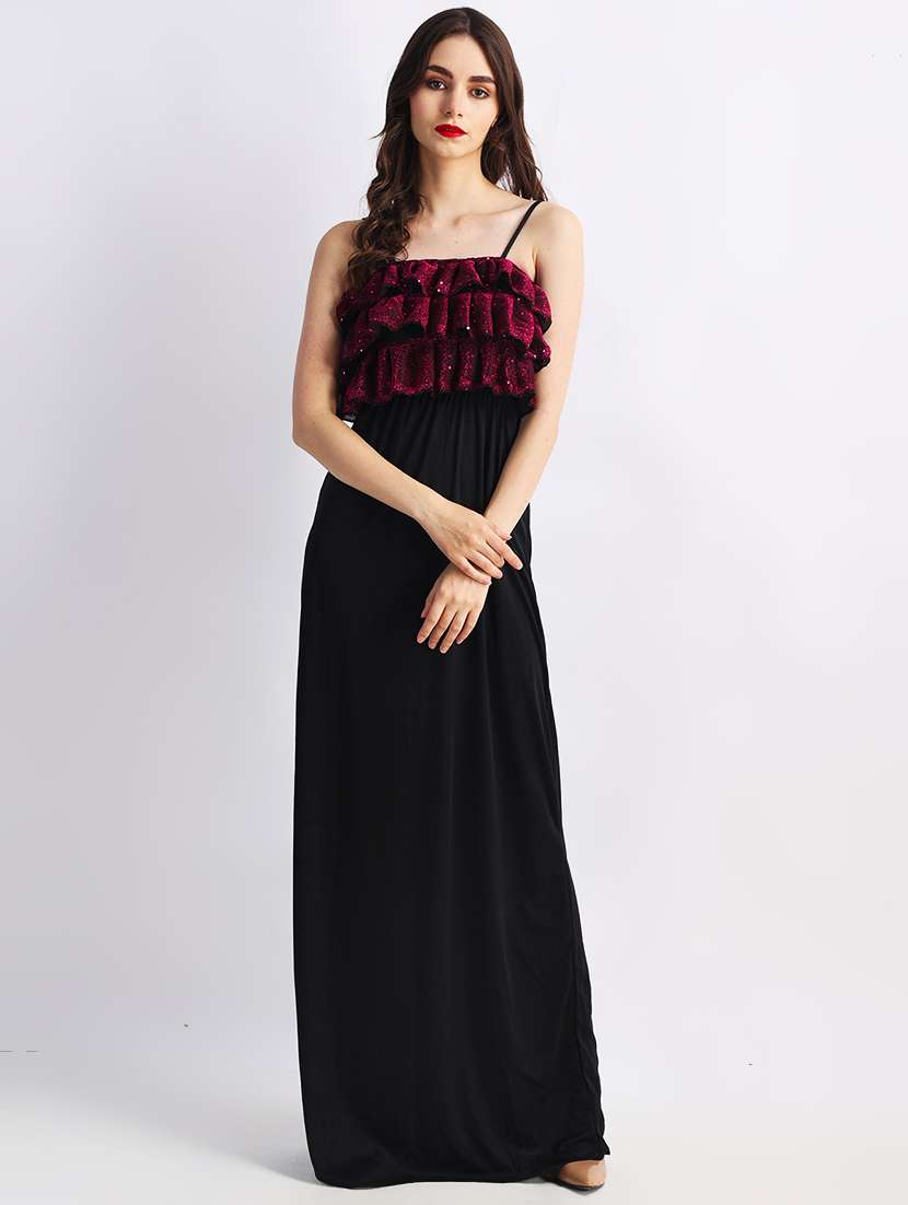 women self designed shoulder strap a-line dress