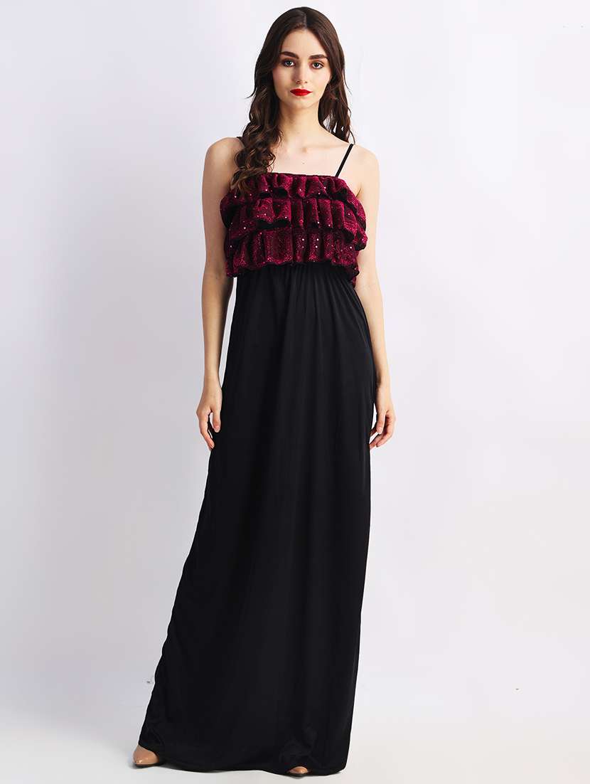 women self designed shoulder strap a-line dress - 22088473 -  Standard Image - 1