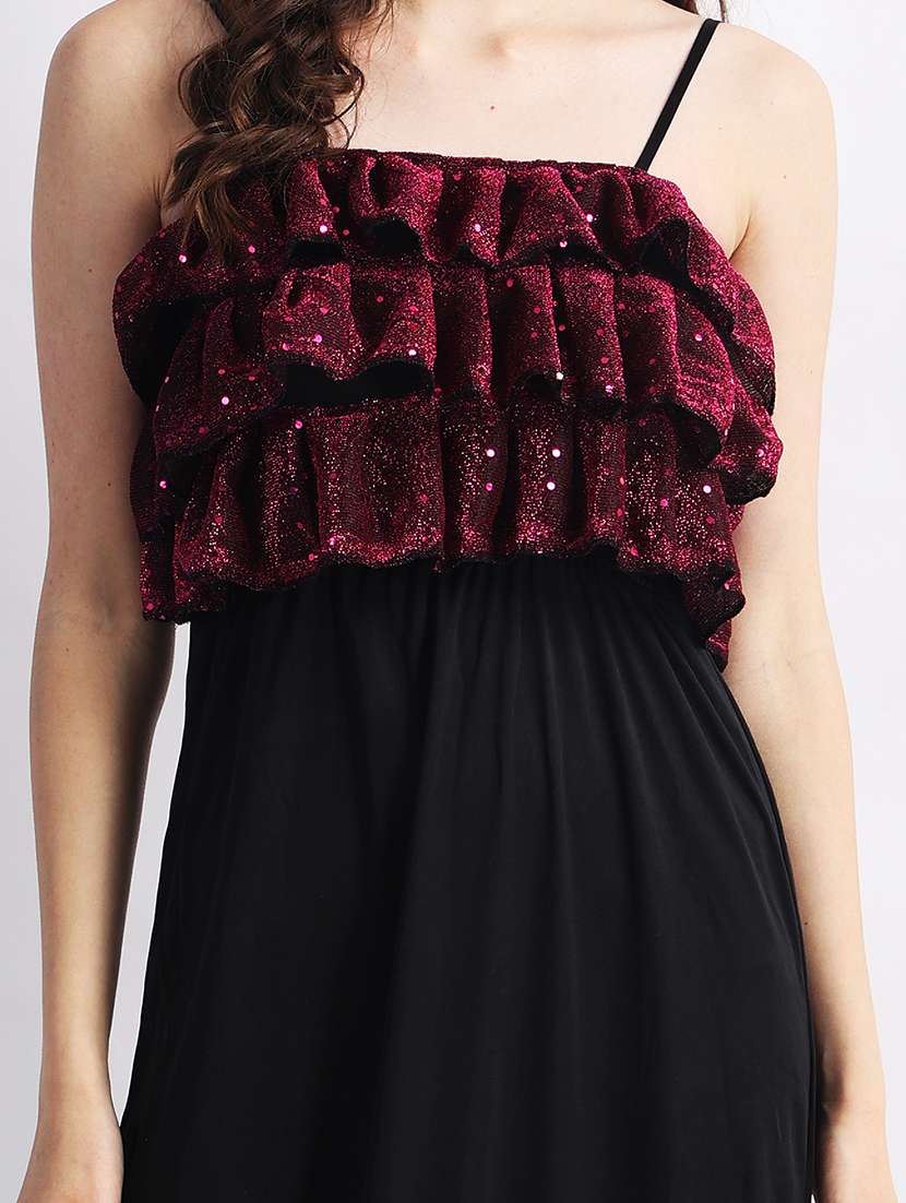 women self designed shoulder strap a-line dress - 22088473 - Standard Image - 4