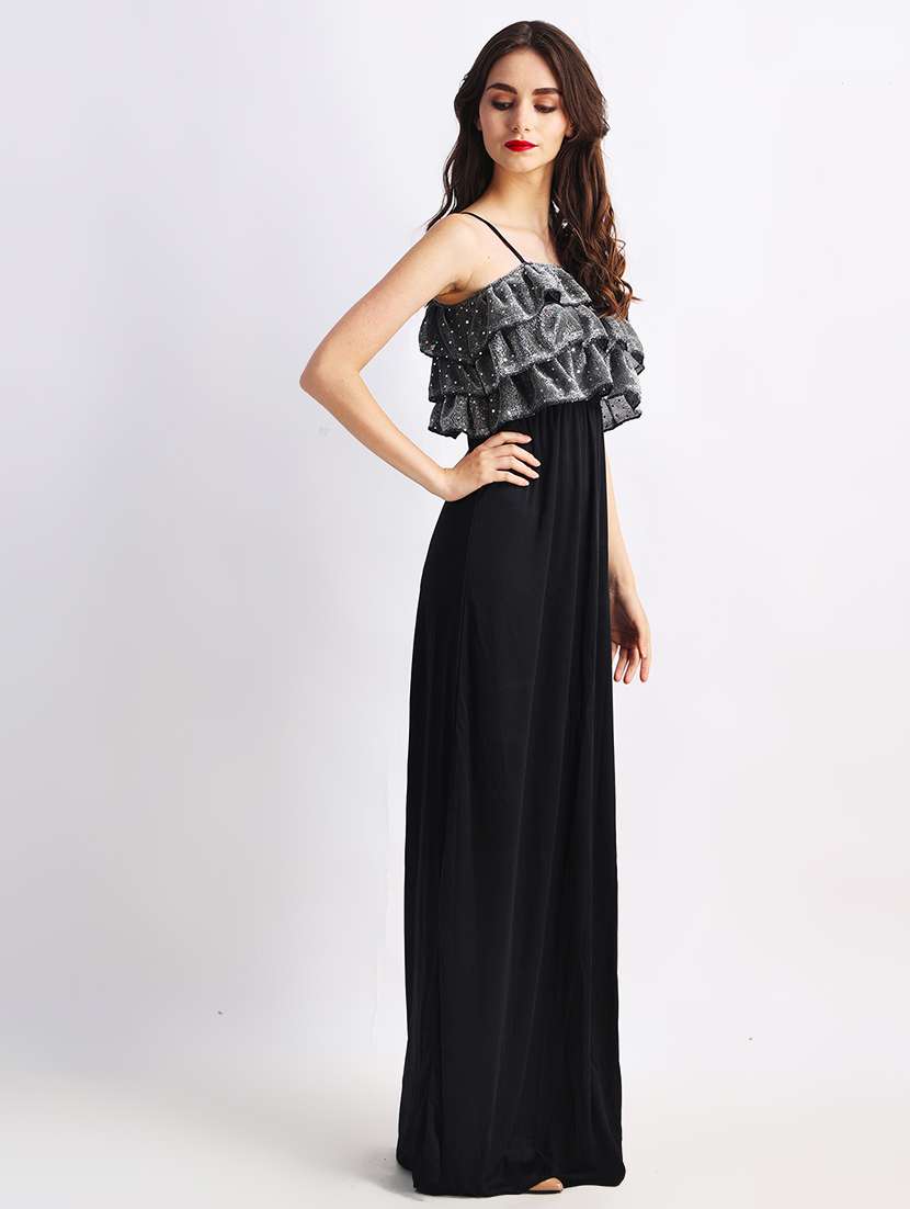 grey polyester gown dress - 22088474 -  Standard Image - 1