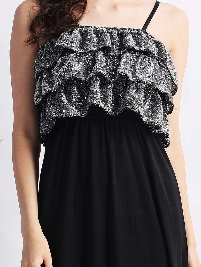 grey polyester gown dress - 22088474 - Standard Image - 4