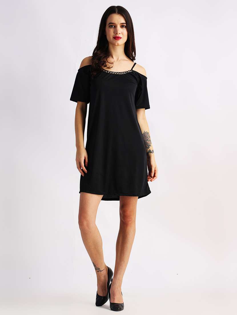 women solid short sleeves a-line dress - 22088476 -  Standard Image - 1