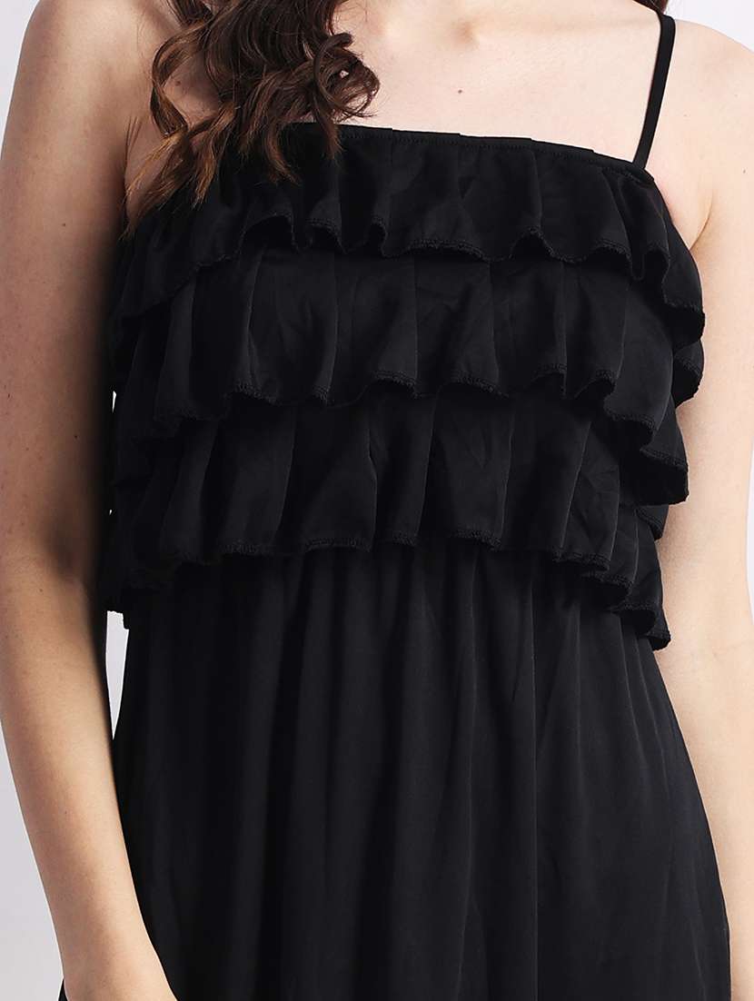 women solid shoulder strap a-line dress - 22088477 -  Standard Image - 4