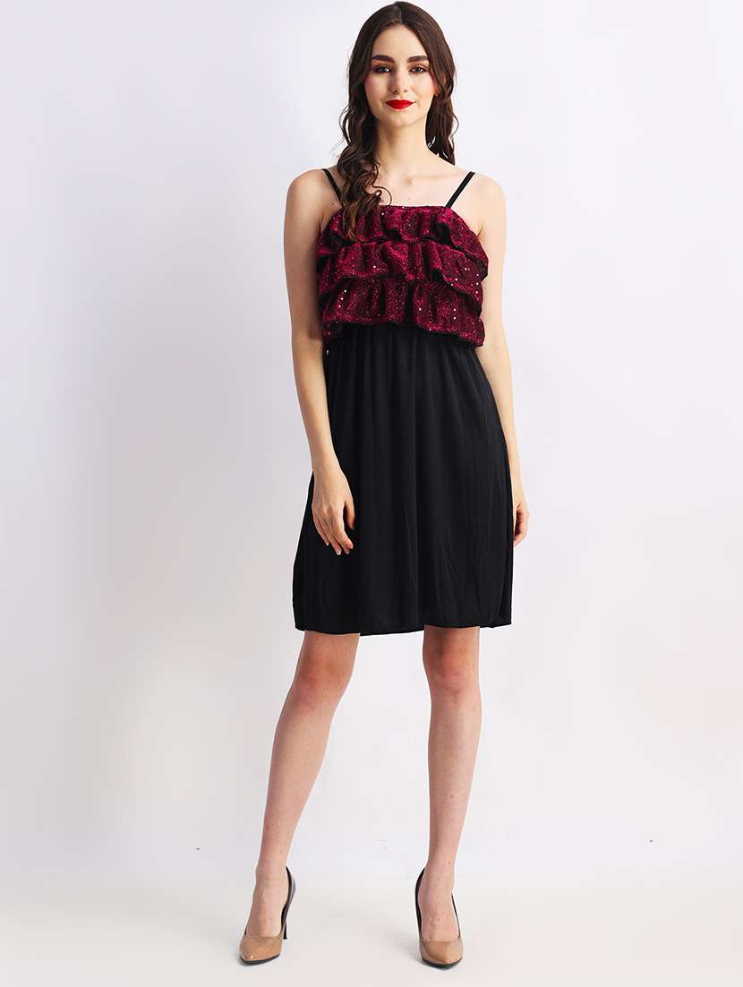 women solid shoulder strap a-line dress - 22088478 -  Standard Image - 1