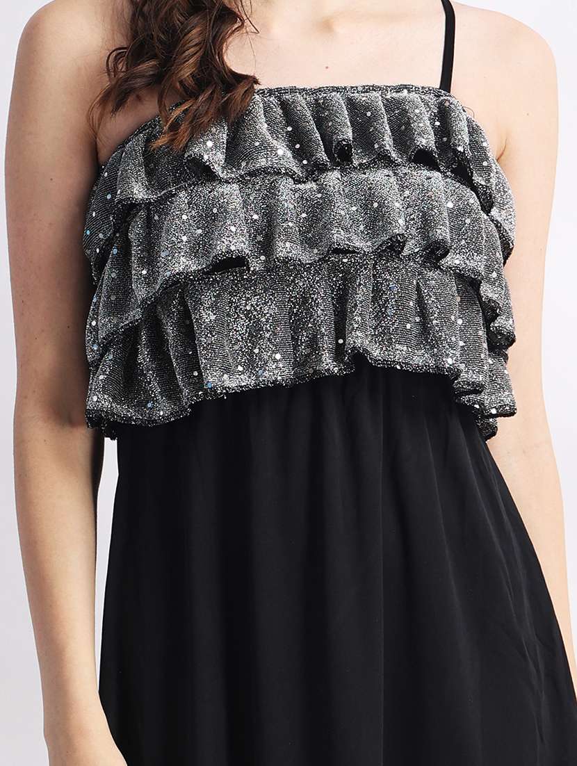 women solid shoulder strap a-line dress - 22088479 -  Standard Image - 4