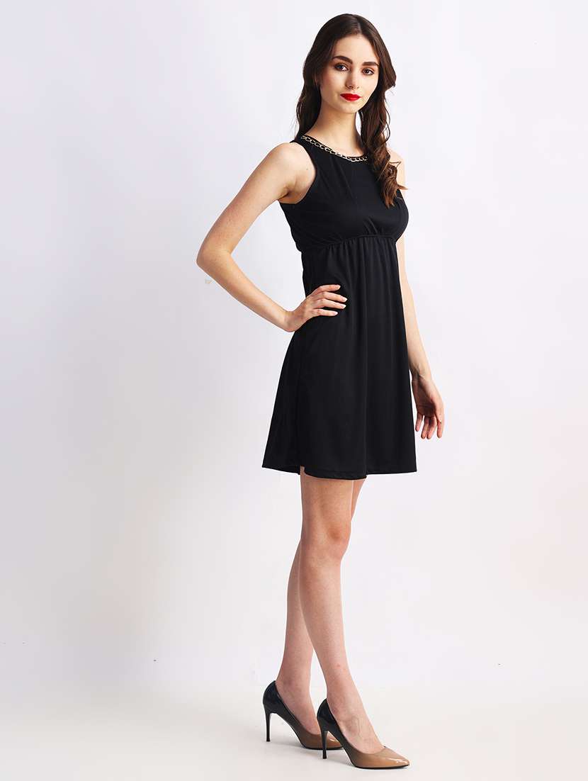 women solid sleeveless a-line dress - 22088480 - Standard Image - 1