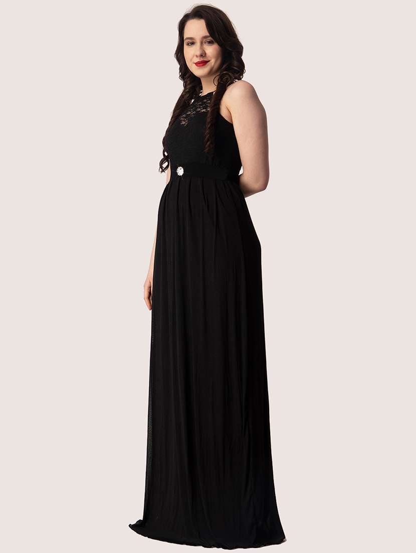 women solid halter neck sleeveless a-line dress - 22088483 -  Standard Image - 1