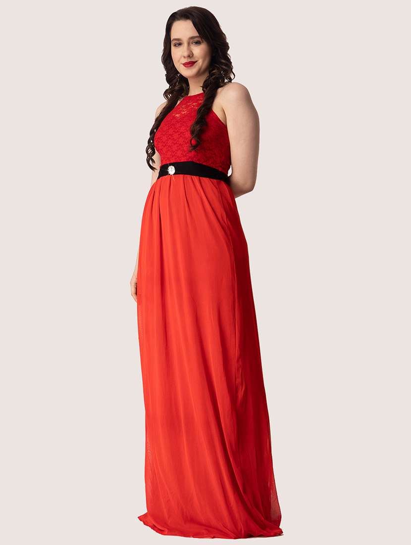 women solid halter neck sleeveless a-line dress - 22088484 -  Standard Image - 1