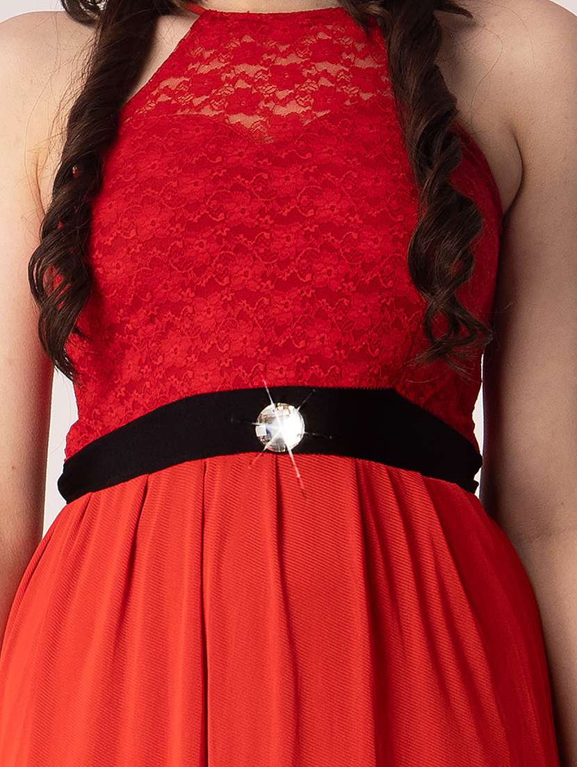 women solid halter neck sleeveless a-line dress - 22088484 - Standard Image - 4