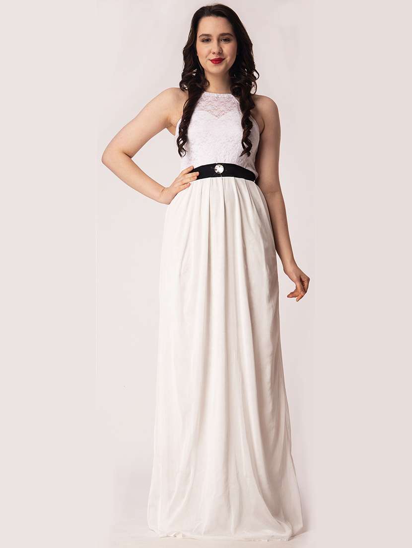 women solid halter neck sleeveless a-line dress - 22088485 - Zoom Image - 0