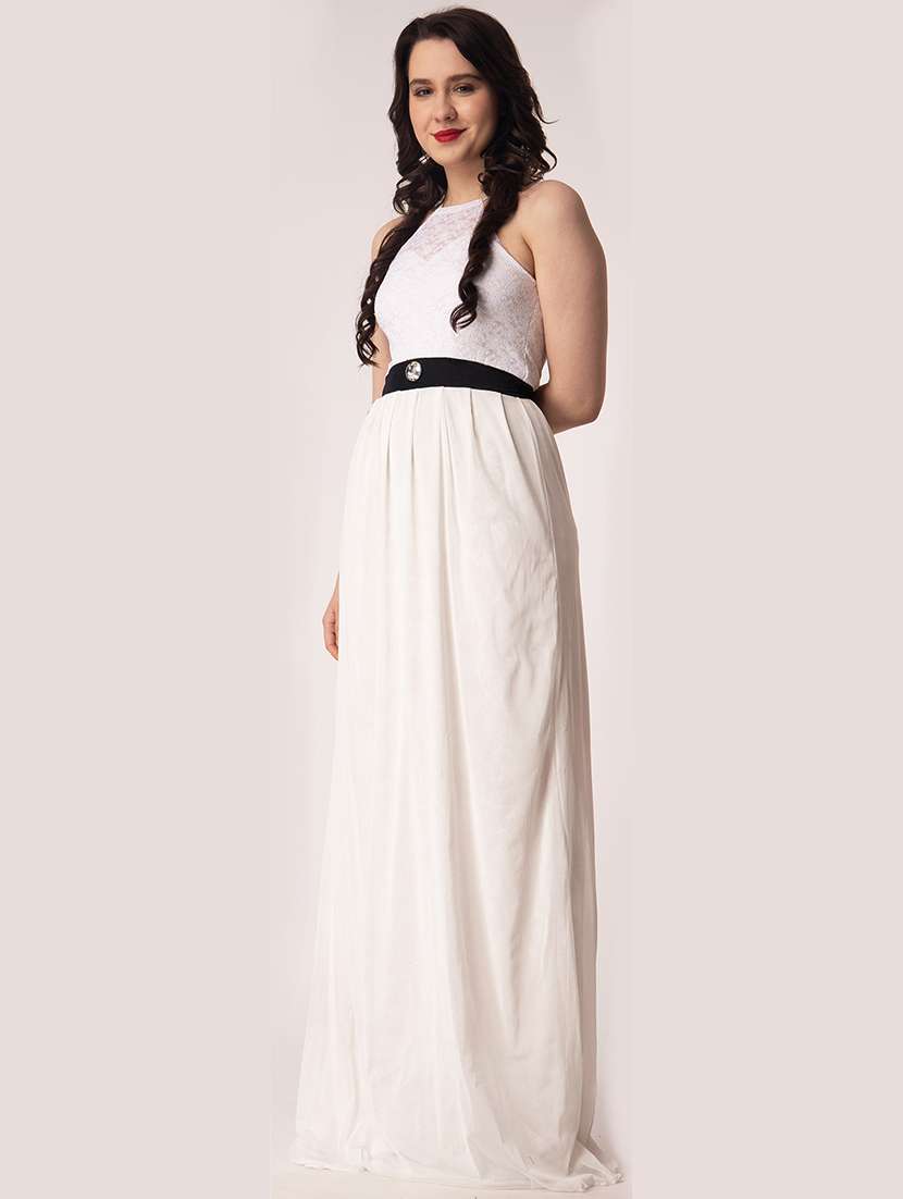 women solid halter neck sleeveless a-line dress - 22088485 -  Standard Image - 1