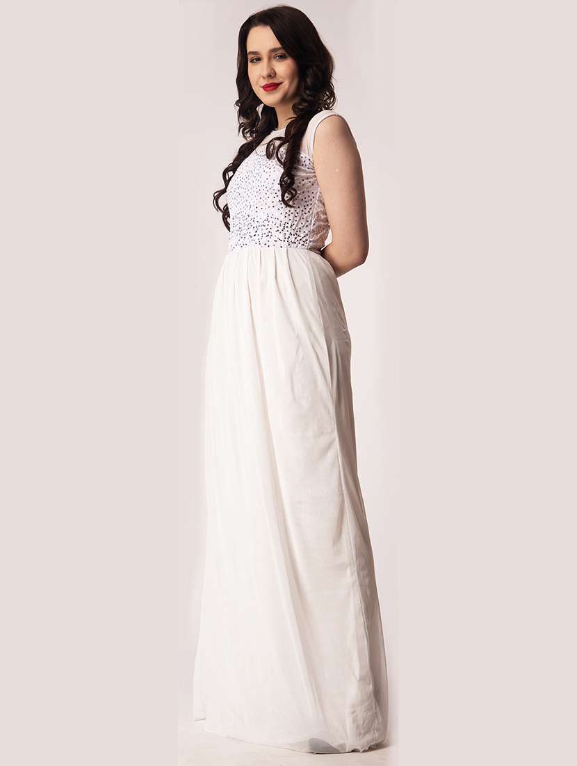 women emebllished round neck sleeveless a-line dress - 22088490 - Standard Image - 1