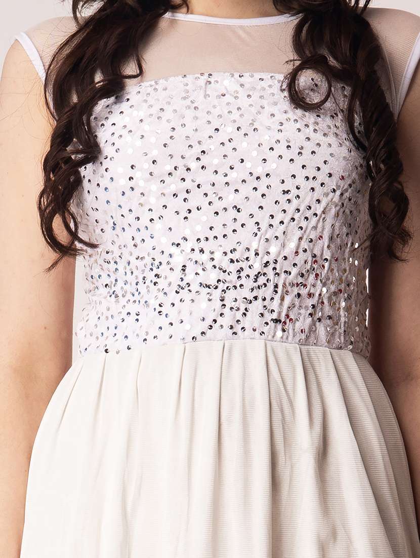 women emebllished round neck sleeveless a-line dress - 22088490 - Standard Image - 4