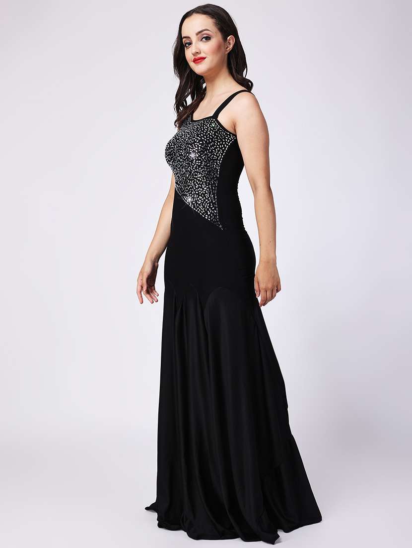 women emebllished round neck sleeveless dress - 22088492 - Standard Image - 1