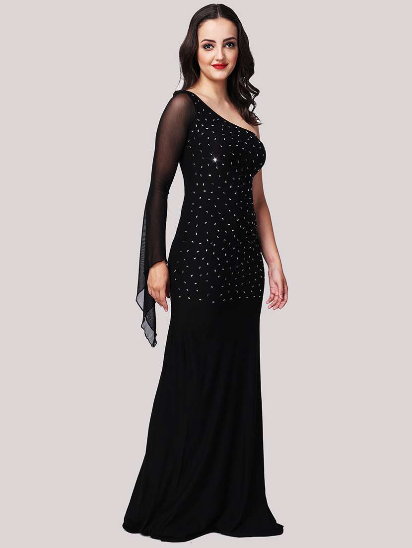 women embellished single shoulder a-line dress - 22088493 -  Standard Image - 1