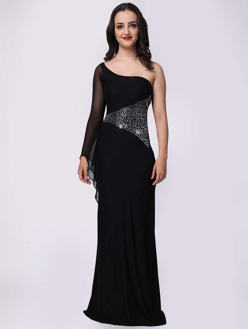 black viscose aline dress - 22088494 -  Standard Image - 1