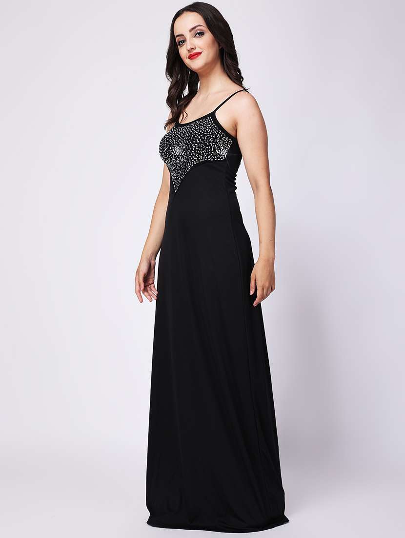 women embellished round neck shoulder strap dress - 22088496 - Standard Image - 1