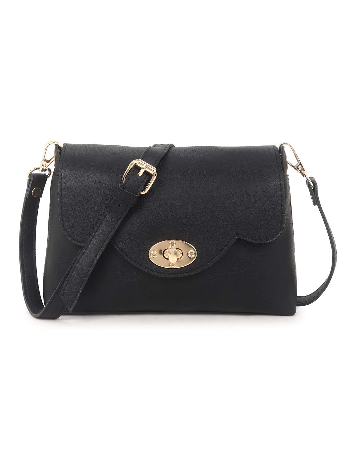 women solid leatherette sling bag