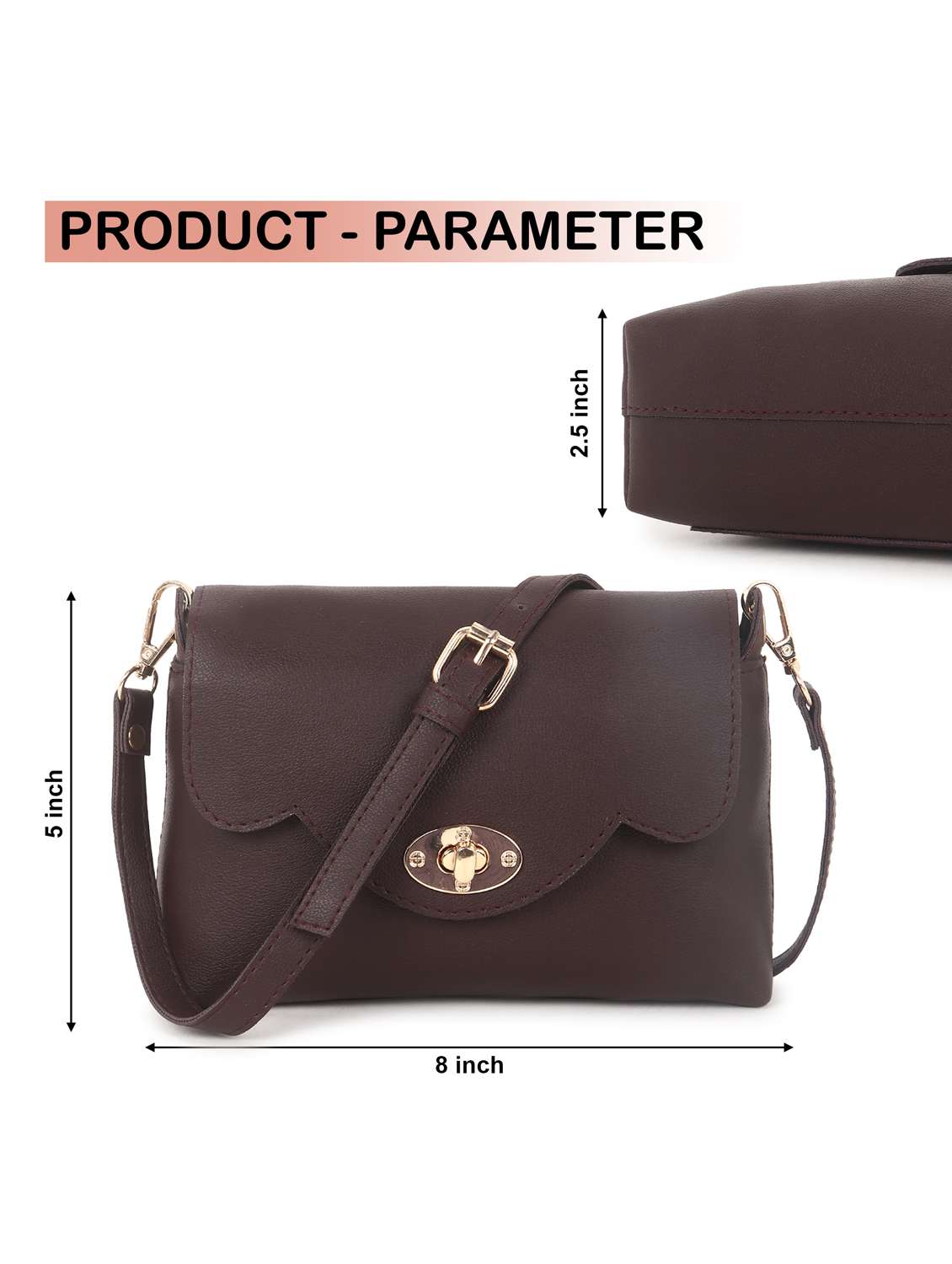 women brown leatherette sling bag - 22088501 -  Standard Image - 4