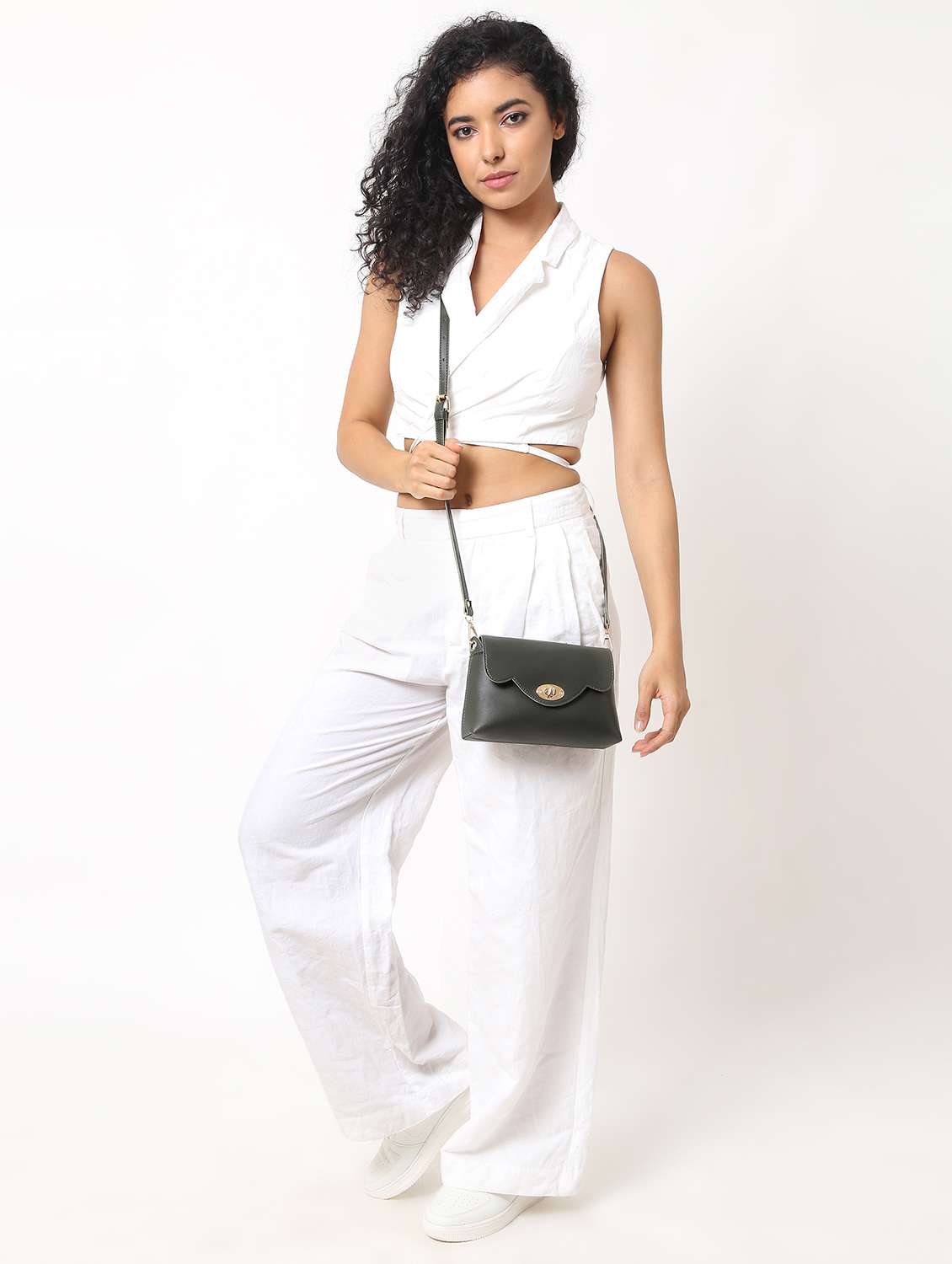 women green leatherette sling bag - 22088503 -  Standard Image - 1