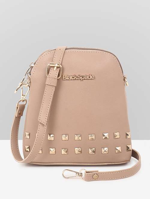 women beige leatherette sling bag - 22088506 - Standard Image - 0